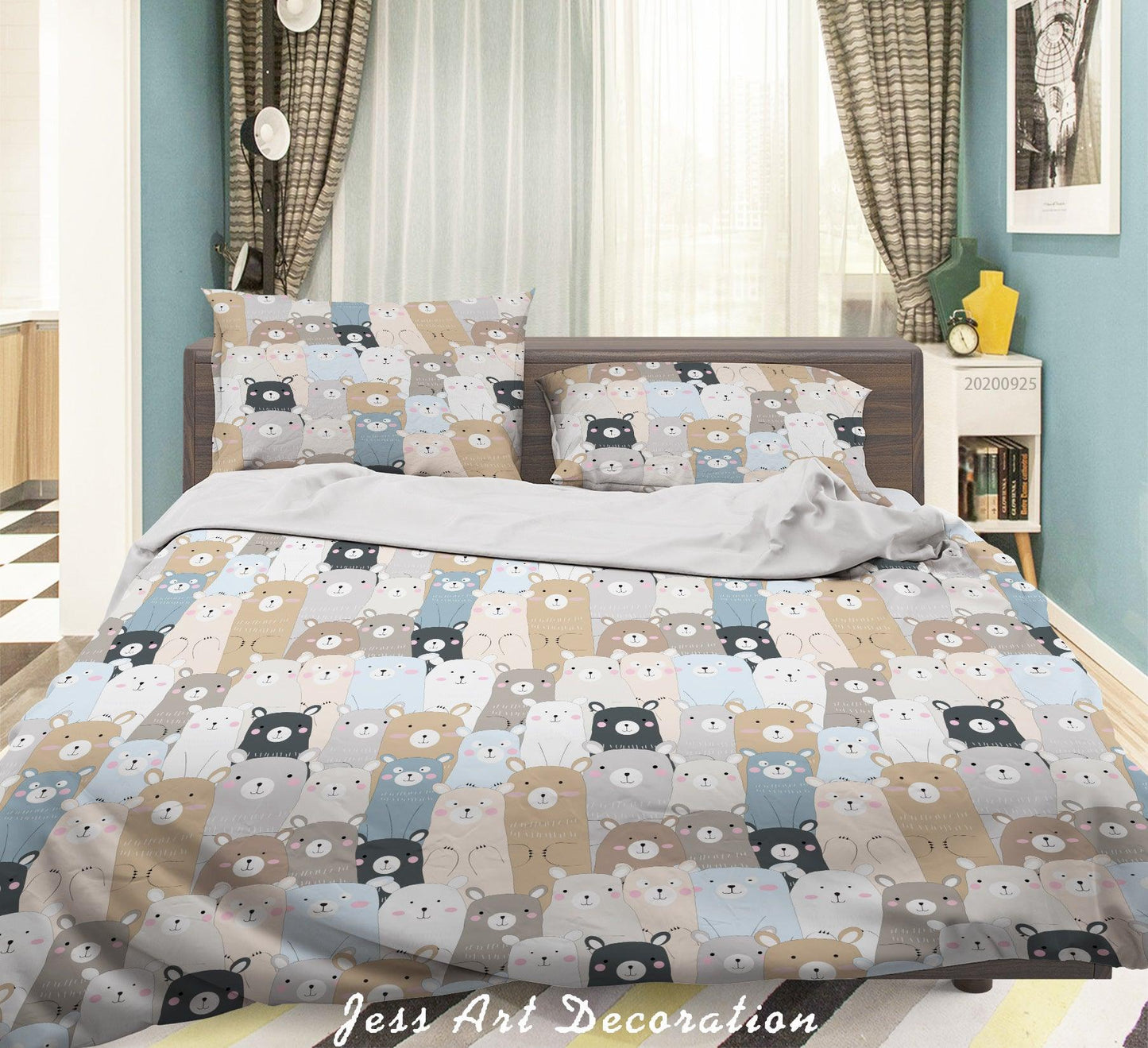 3D Cartoon Animal Bear Pattern Quilt Cover Set Bedding Set Duvet Cover Pillowcases WJ 6410