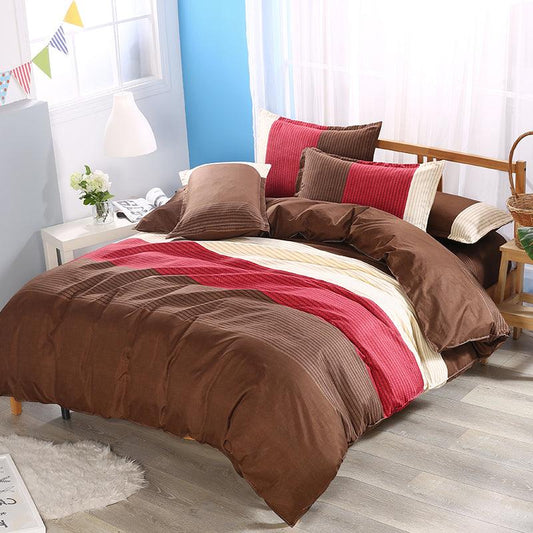 3D Brown Stripe Quilt Cover Set Bedding Set Pillowcases 37