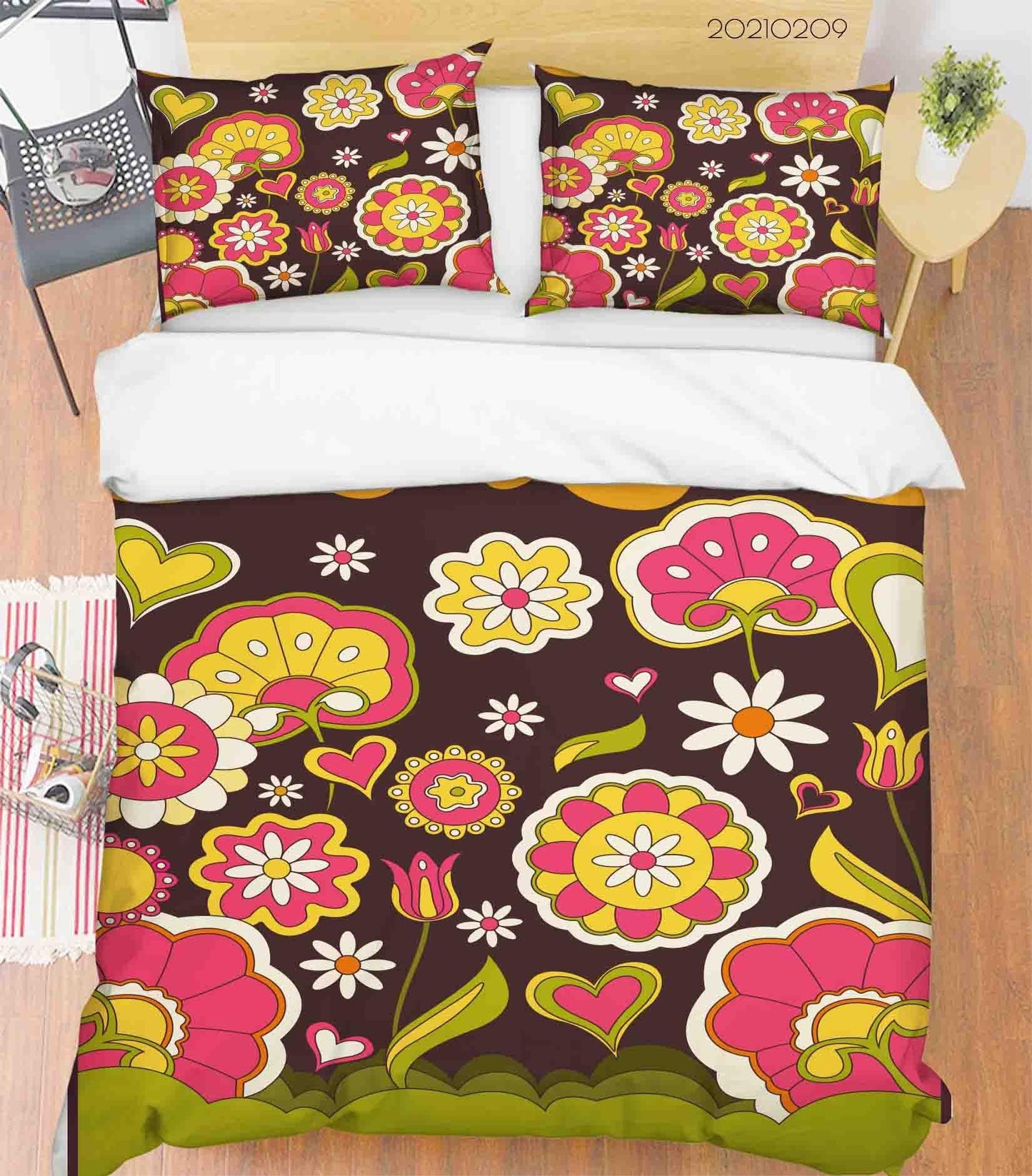 3D Cartoon Color Floral Quilt Cover Set Bedding Set Duvet Cover Pillowcases 7