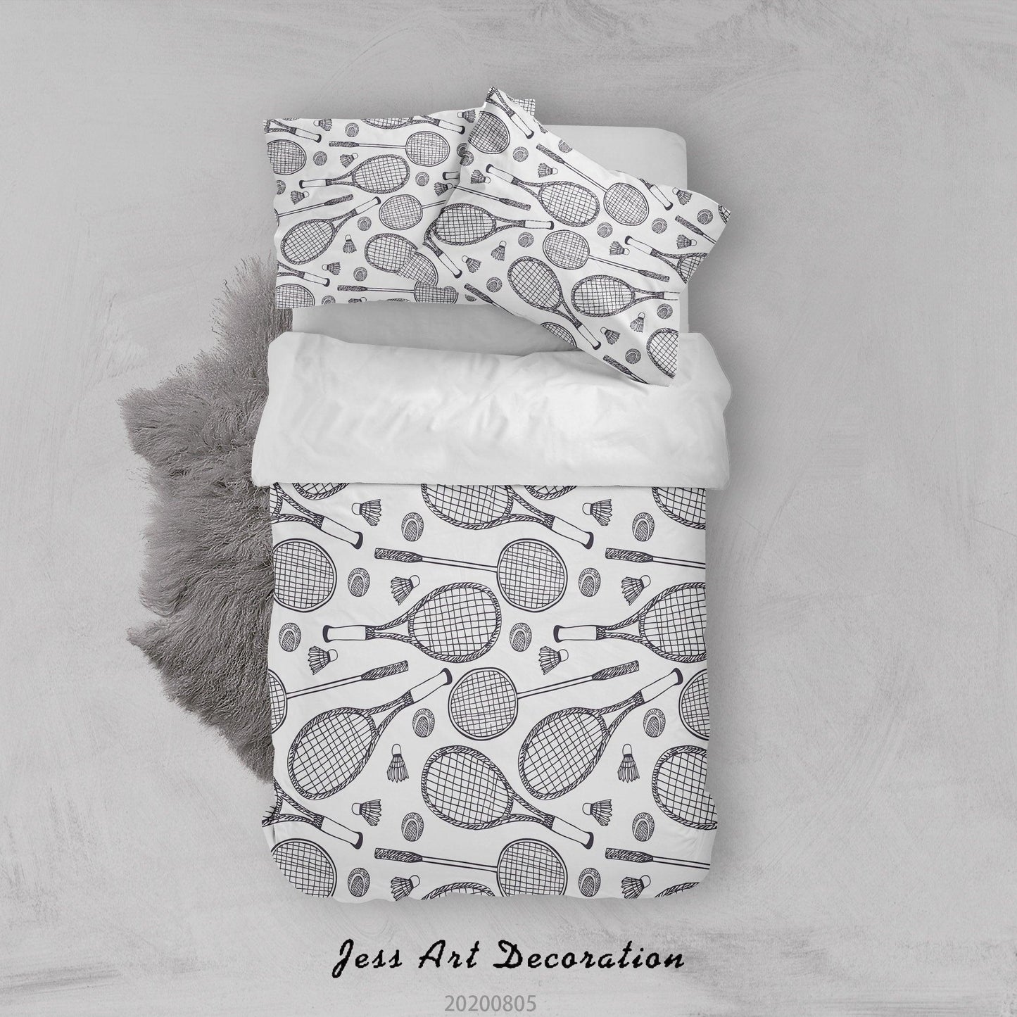 3D Badminton Racket Quilt Cover Set Bedding Set Duvet Cover Pillowcases LXL 295