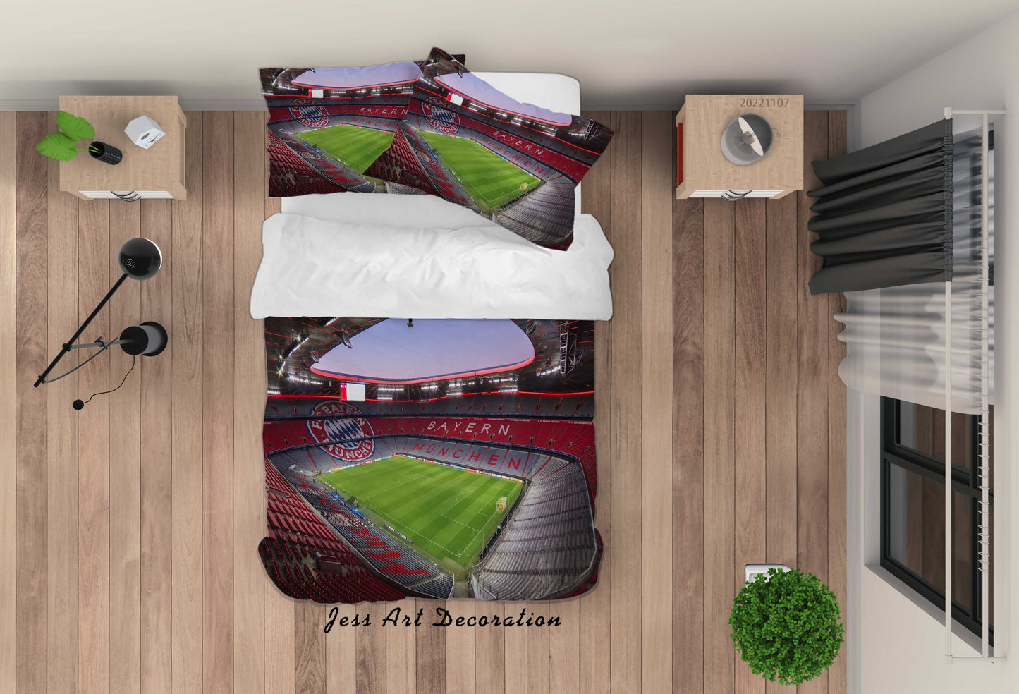 3D Bayern Munich Football Field Quilt Cover Set Bedding Set Duvet Cover Pillowcase 727