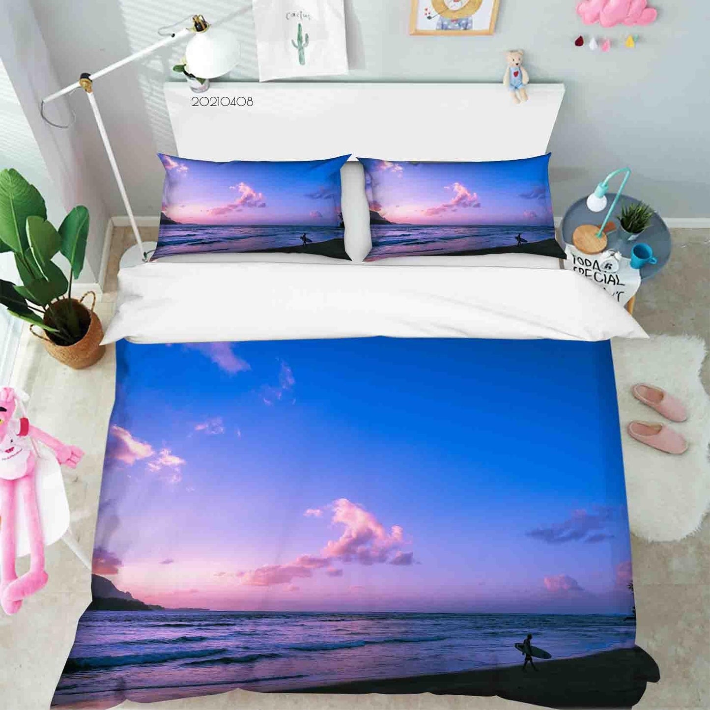 3D Blue Sky Beach Landscape Quilt Cover Set Bedding Set Duvet Cover Pillowcases 55