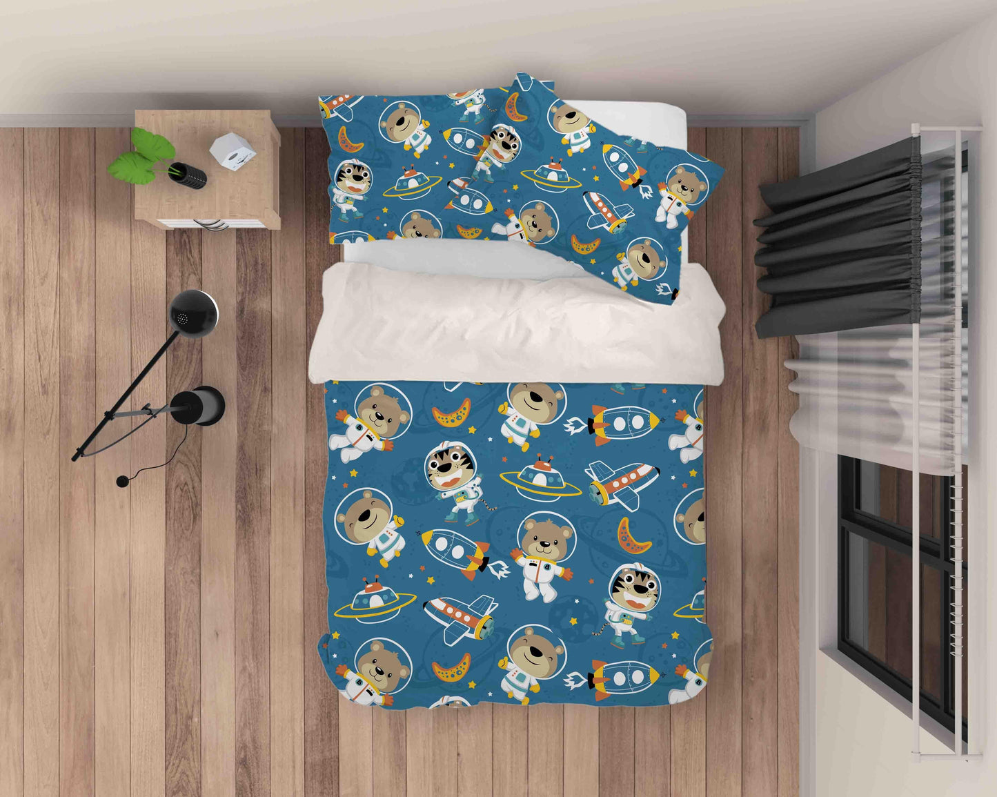 3D Cartoon Bear Animal Astronaut Quilt Cover Set Bedding Set Duvet Cover Pillowcases LXL