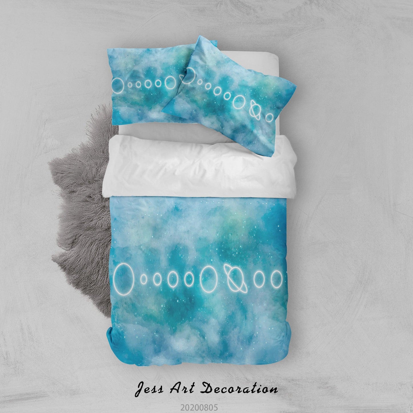 3D Blue Space Planet Array Quilt Cover Set Bedding Set Duvet Cover Pillowcases LXL 82