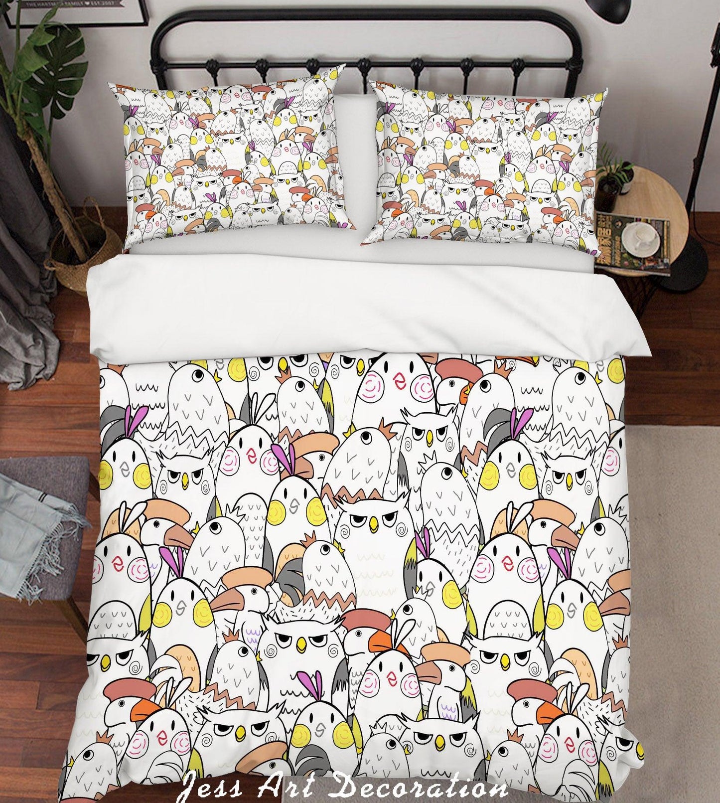 3D Cartoon Owl Cock Quilt Cover Set Bedding Set Pillowcases  2