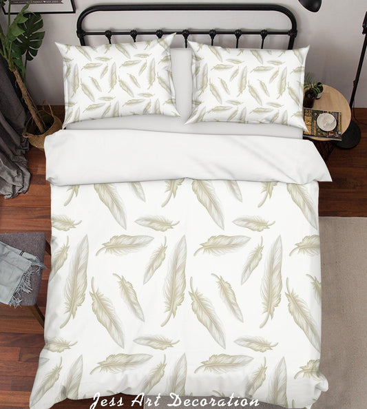 3D Black White Feathers Pattern Quilt Cover Set Bedding Set Pillowcases  64
