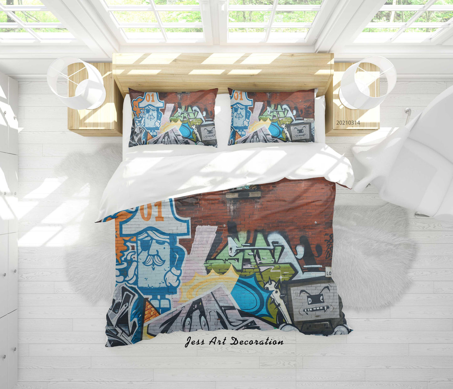3D Abstract Street Graffiti Artist Works Quilt Cover Set Bedding Set Duvet Cover Pillowcases 114