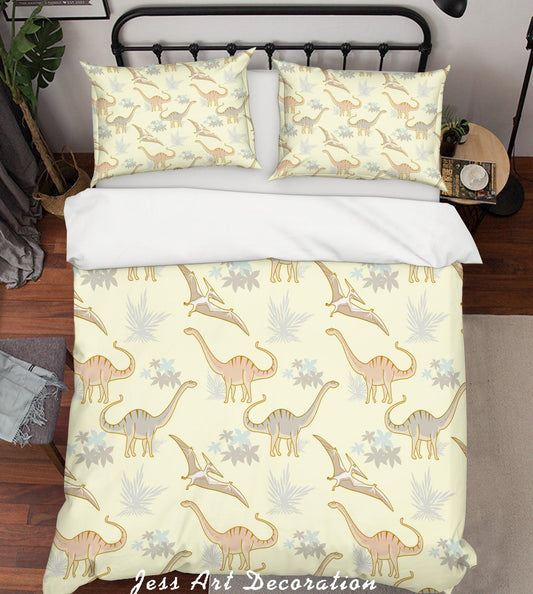 3D Cartoon Dinosaur Yellow Quilt Cover Set Bedding Set Pillowcases 55