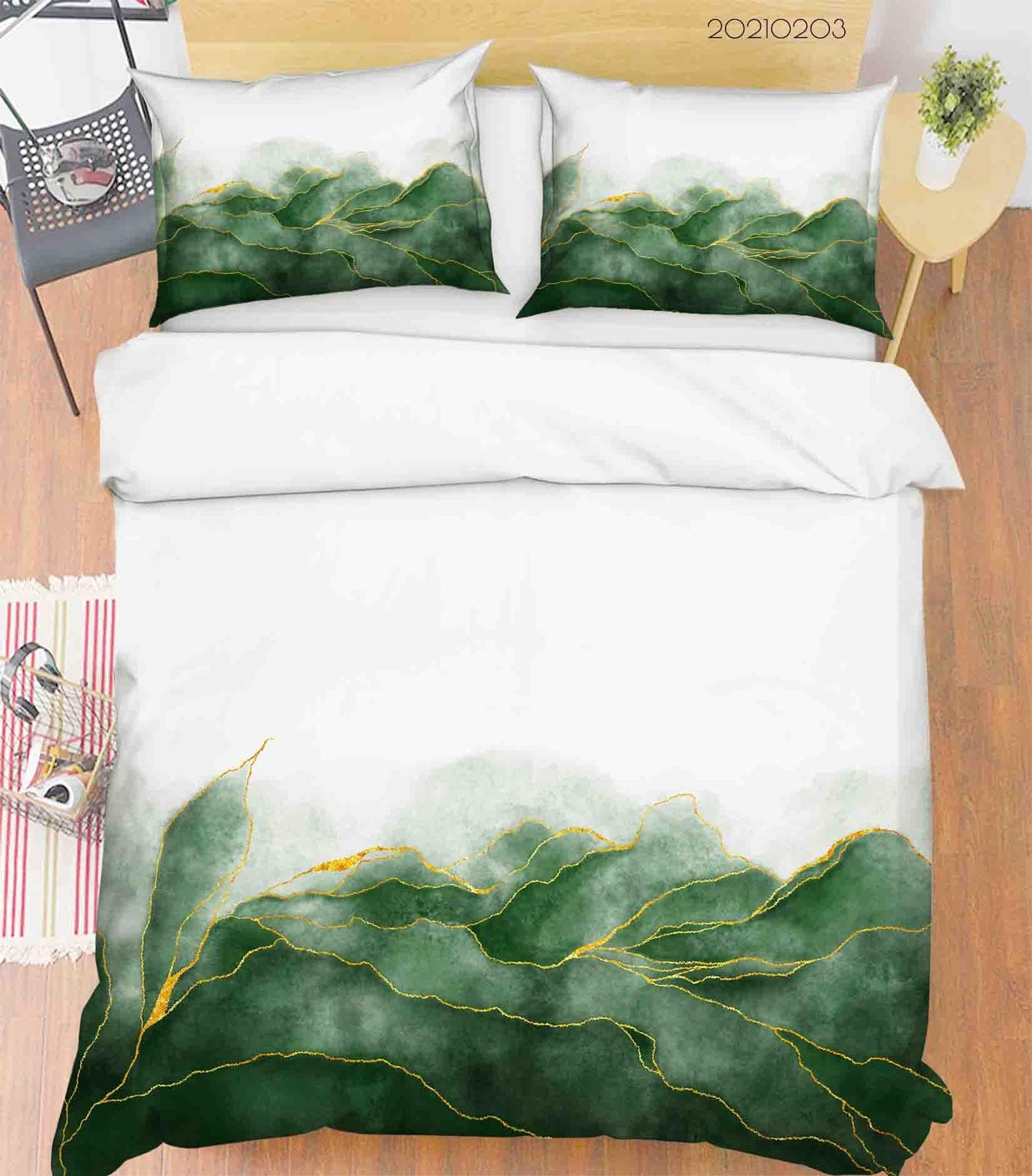 3D Abstract Green Marble Texture Quilt Cover Set Bedding Set Duvet Cover Pillowcases 61