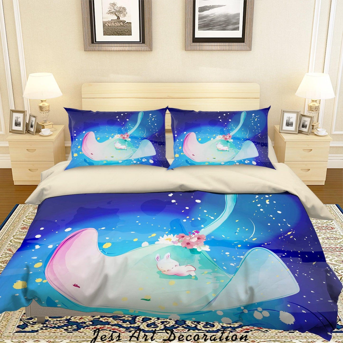 3D Cartoon Leaf Rabbit Quilt Cover Set Bedding Set Duvet Cover Pillowcases A315 LQH