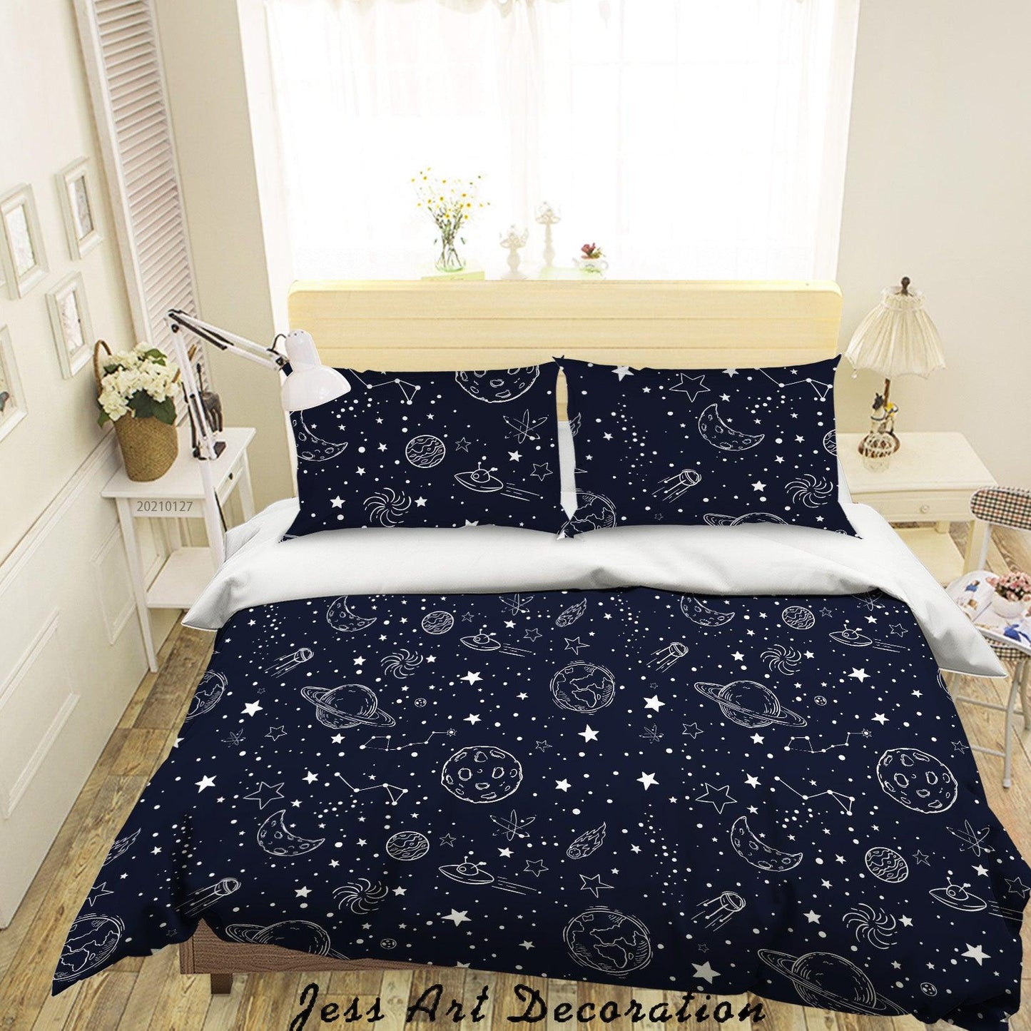 3D Cartoon Black Space Planet Quilt Cover Set Bedding Set Duvet Cover Pillowcases 191