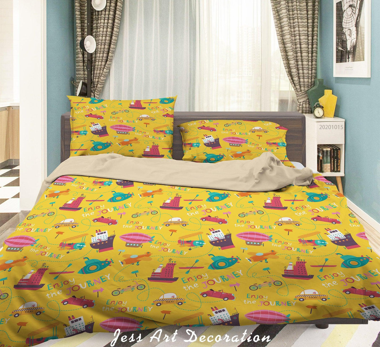 3D Cartoon Cars Ships Planes Pattern Quilt Cover Set Bedding Set Duvet Cover Pillowcases WJ 9666