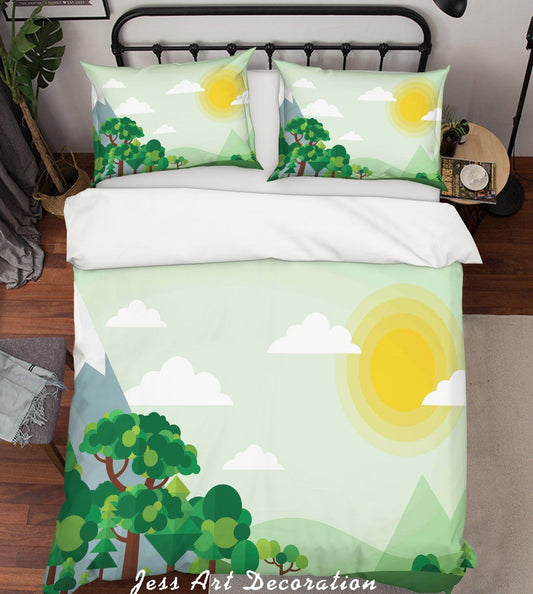 3D Cartoon Green Plant Sun Quilt Cover Set Bedding Set Pillowcases 14