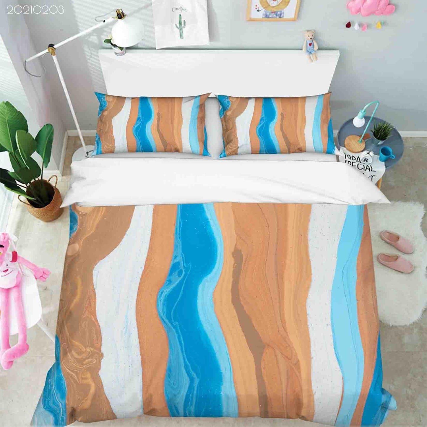 3D Abstract Blue Brown Marble Quilt Cover Set Bedding Set Duvet Cover Pillowcases 25