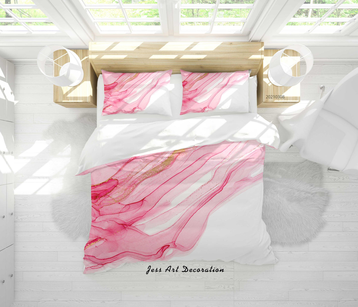 3D Abstract Pink Marble Texture Quilt Cover Set Bedding Set Duvet Cover Pillowcases 260