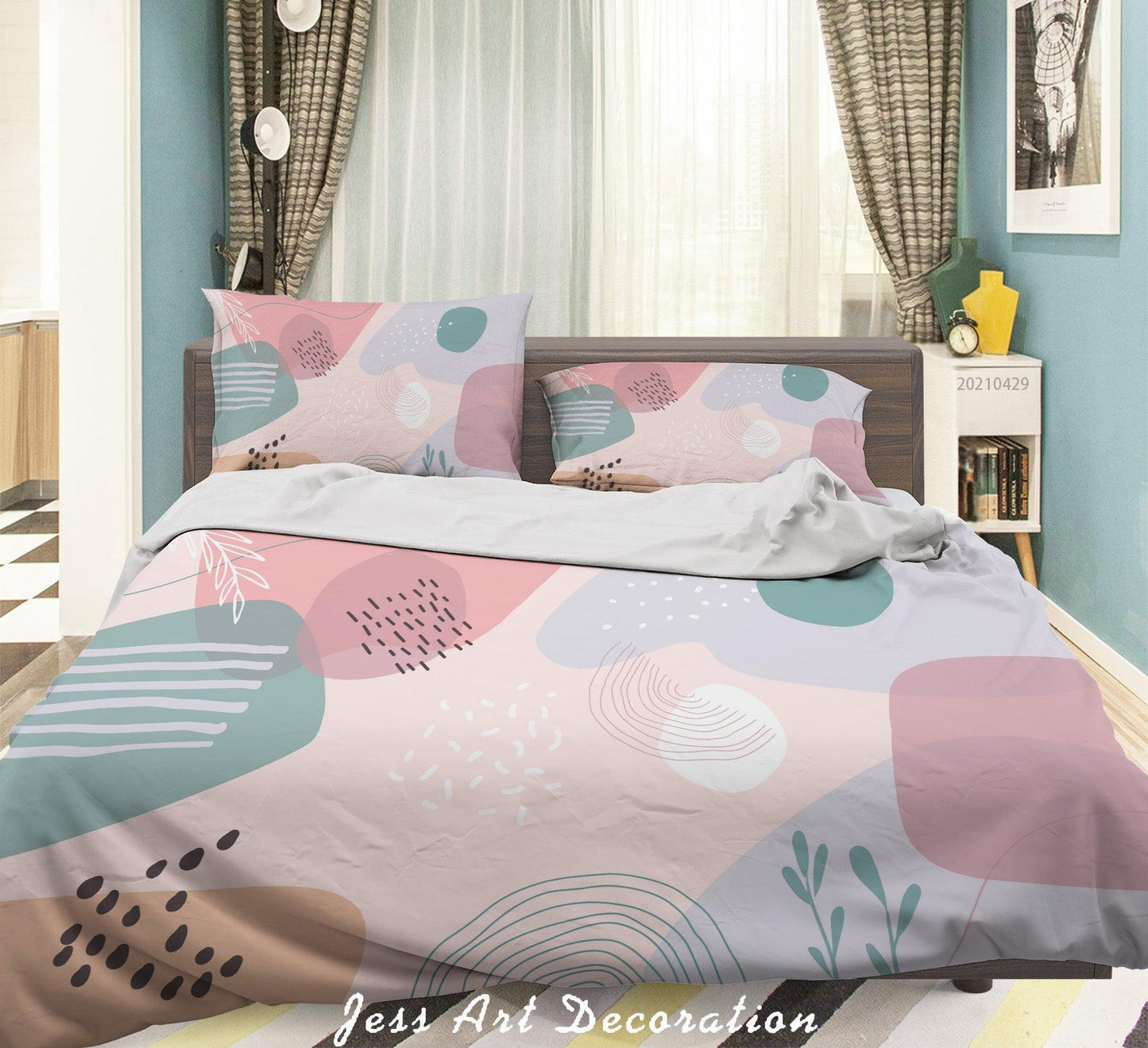 3D Abstract Pink Pattern Quilt Cover Set Bedding Set Duvet Cover Pillowcases 193
