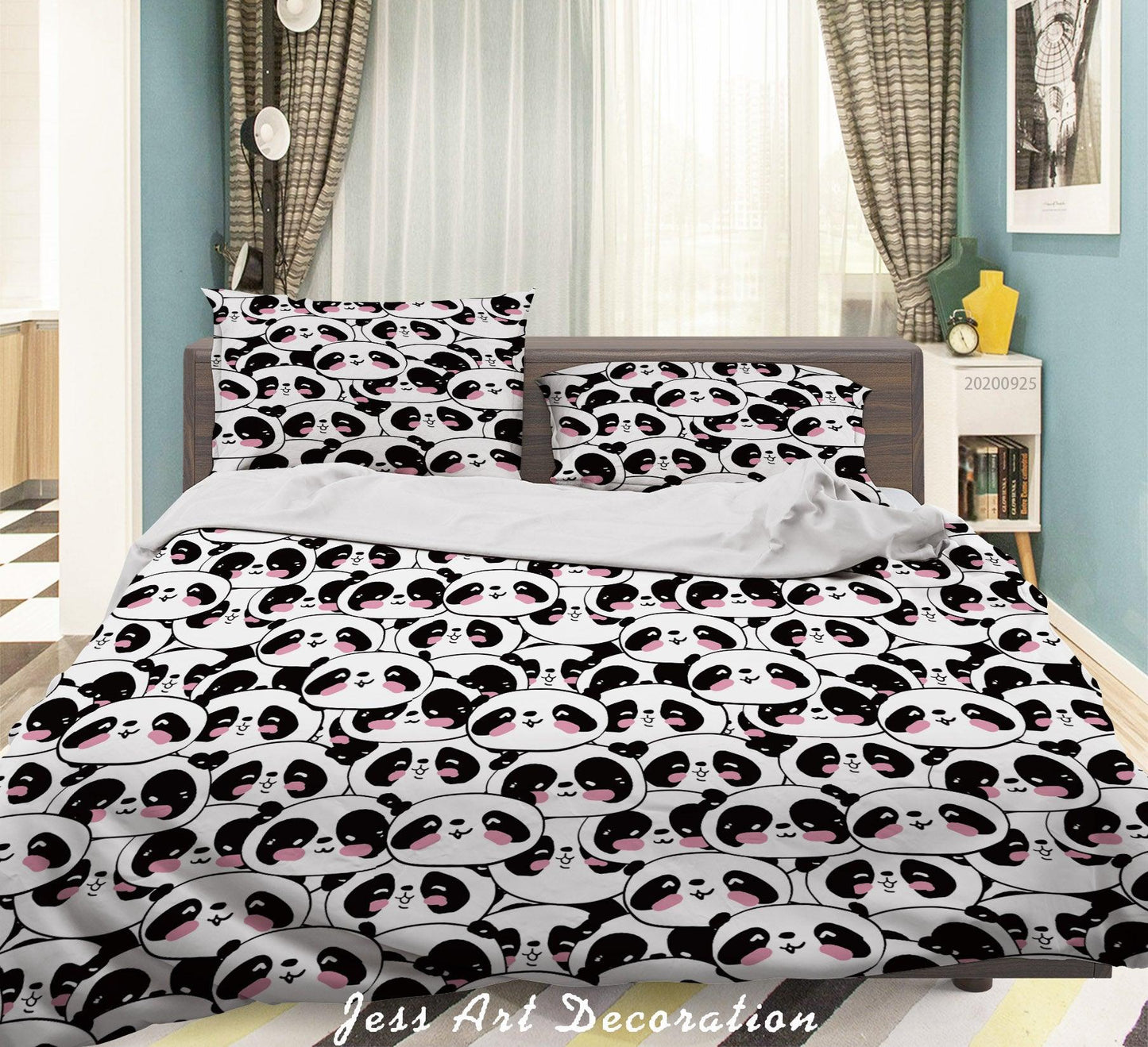 3D Cartoon Animal Panda Pattern Quilt Cover Set Bedding Set Duvet Cover Pillowcases WJ 6459