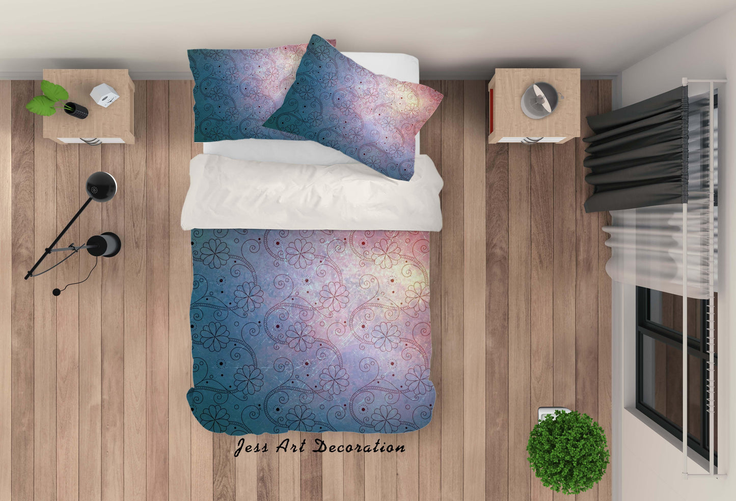 3D Abstract Floral Blue Quilt Cover Set Bedding Set Pillowcases 28