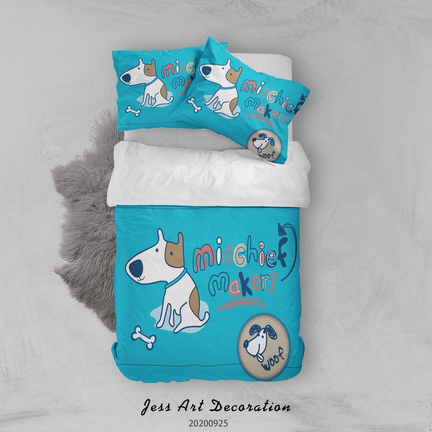 3D Cartoon Animal Dog Pattern Quilt Cover Set Bedding Set Duvet Cover Pillowcases WJ 6498