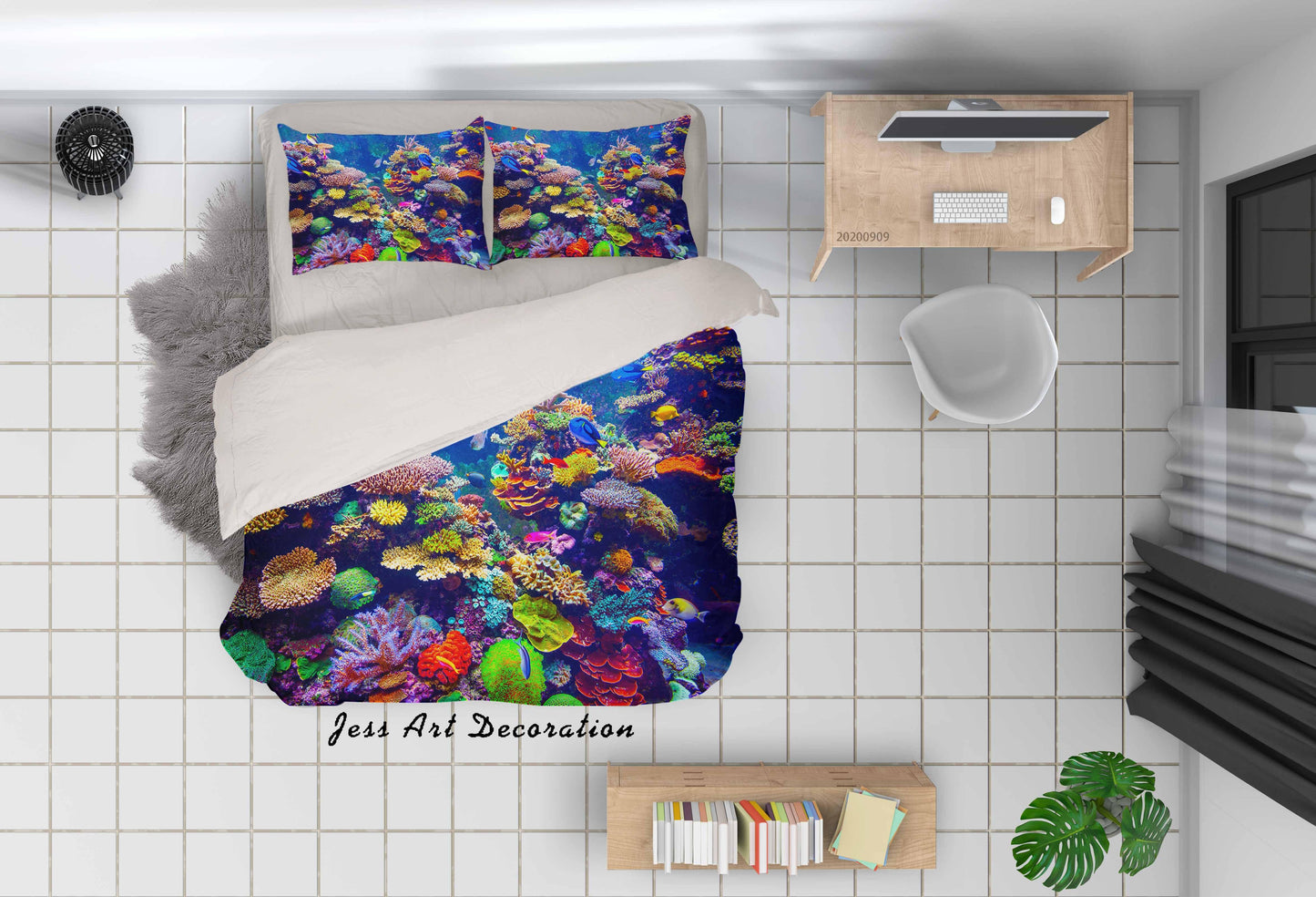 3D Aquarium Fish Quilt Cover Set Bedding Set Duvet Cover Pillowcases WJ 1992