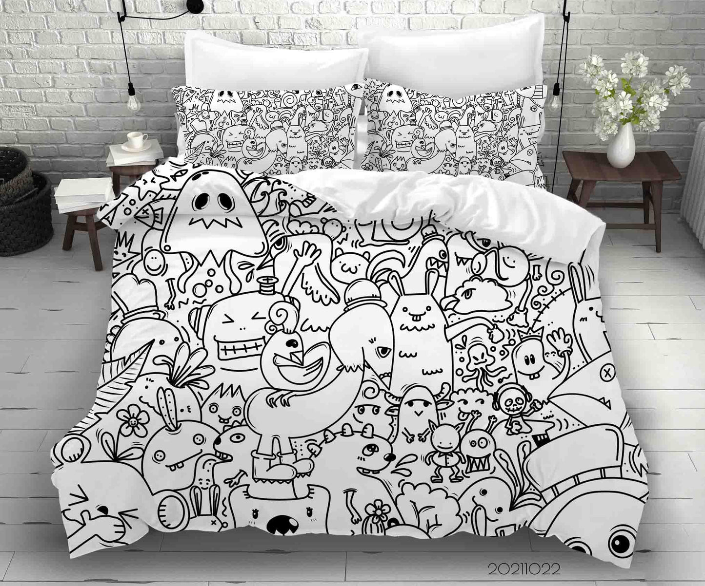 3D Abstract Monster Graffiti Quilt Cover Set Bedding Set Duvet Cover Pillowcases 38