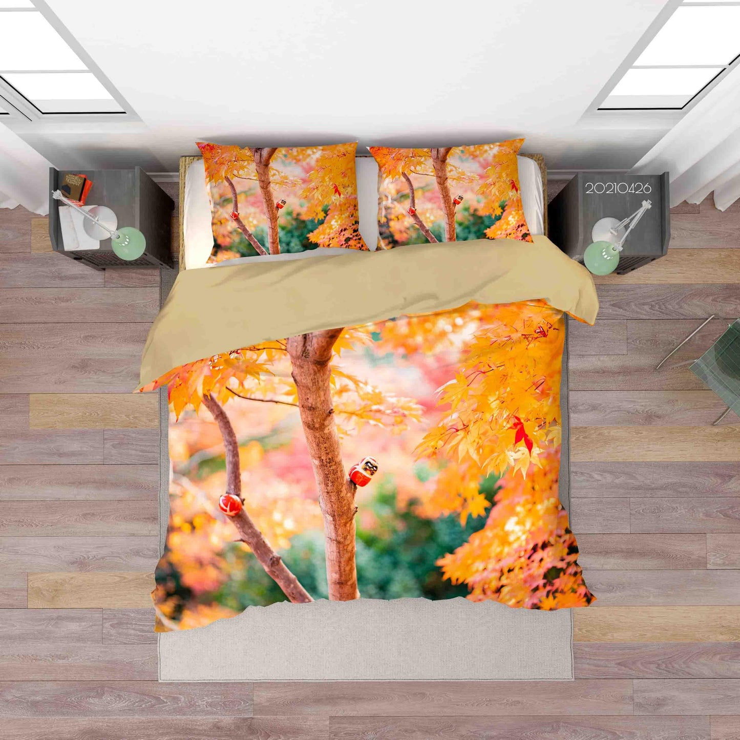 3D Autumn Tree Leaf Quilt Cover Set Bedding Set Duvet Cover Pillowcases 308