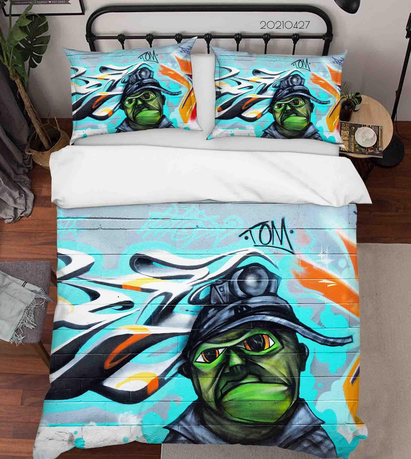 3D Abstract Colored Street Graffiti Quilt Cover Set Bedding Set Duvet Cover Pillowcases 114
