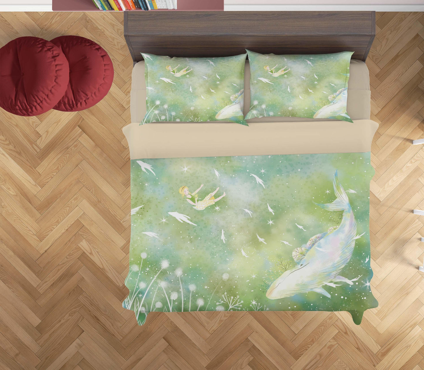 3D Cartoon Girl Dolphin Dandelion Quilt Cover Set Bedding Set Duvet Cover Pillowcases A550 LQH