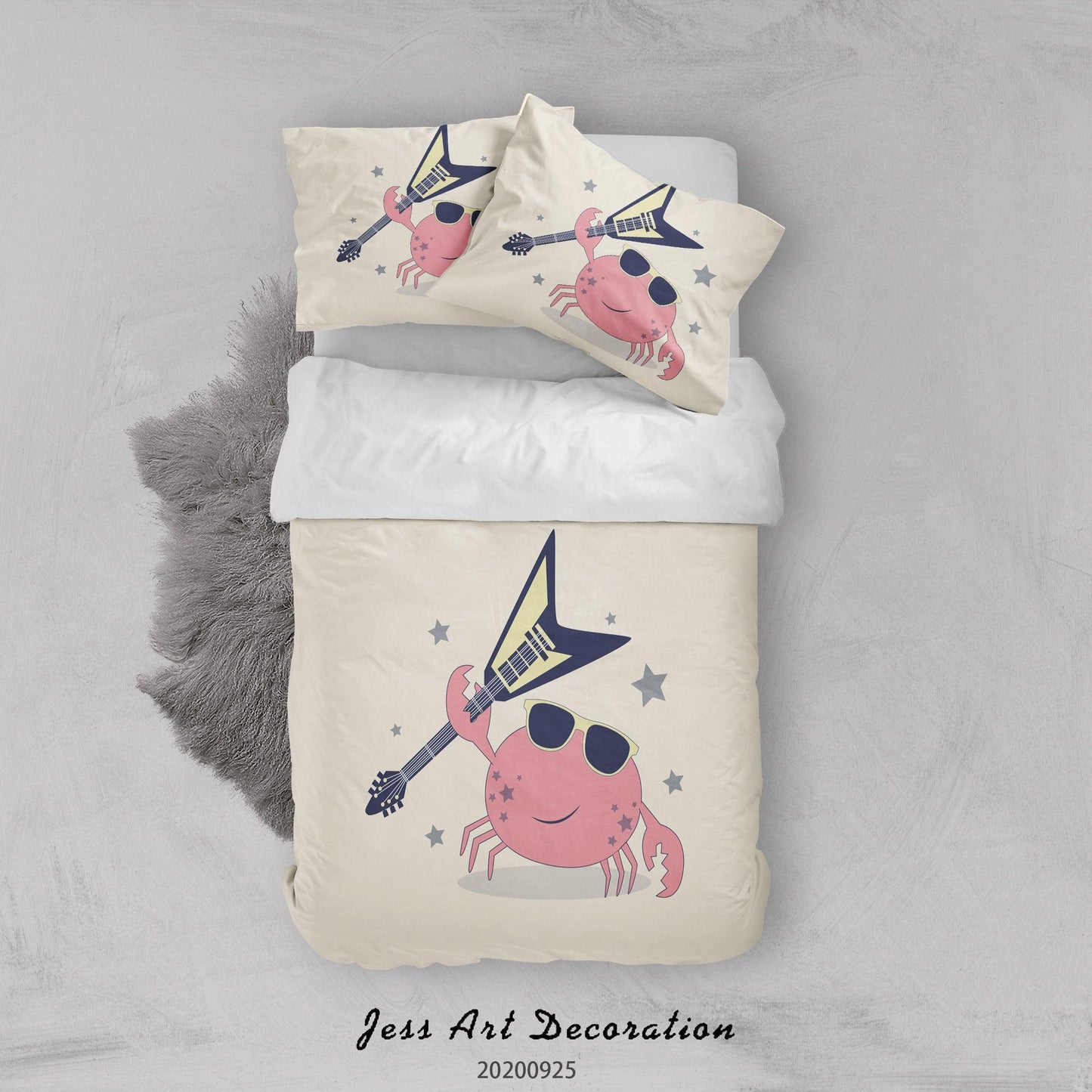 3D Cartoon Animal Crab Pattern Quilt Cover Set Bedding Set Duvet Cover Pillowcases WJ 6487