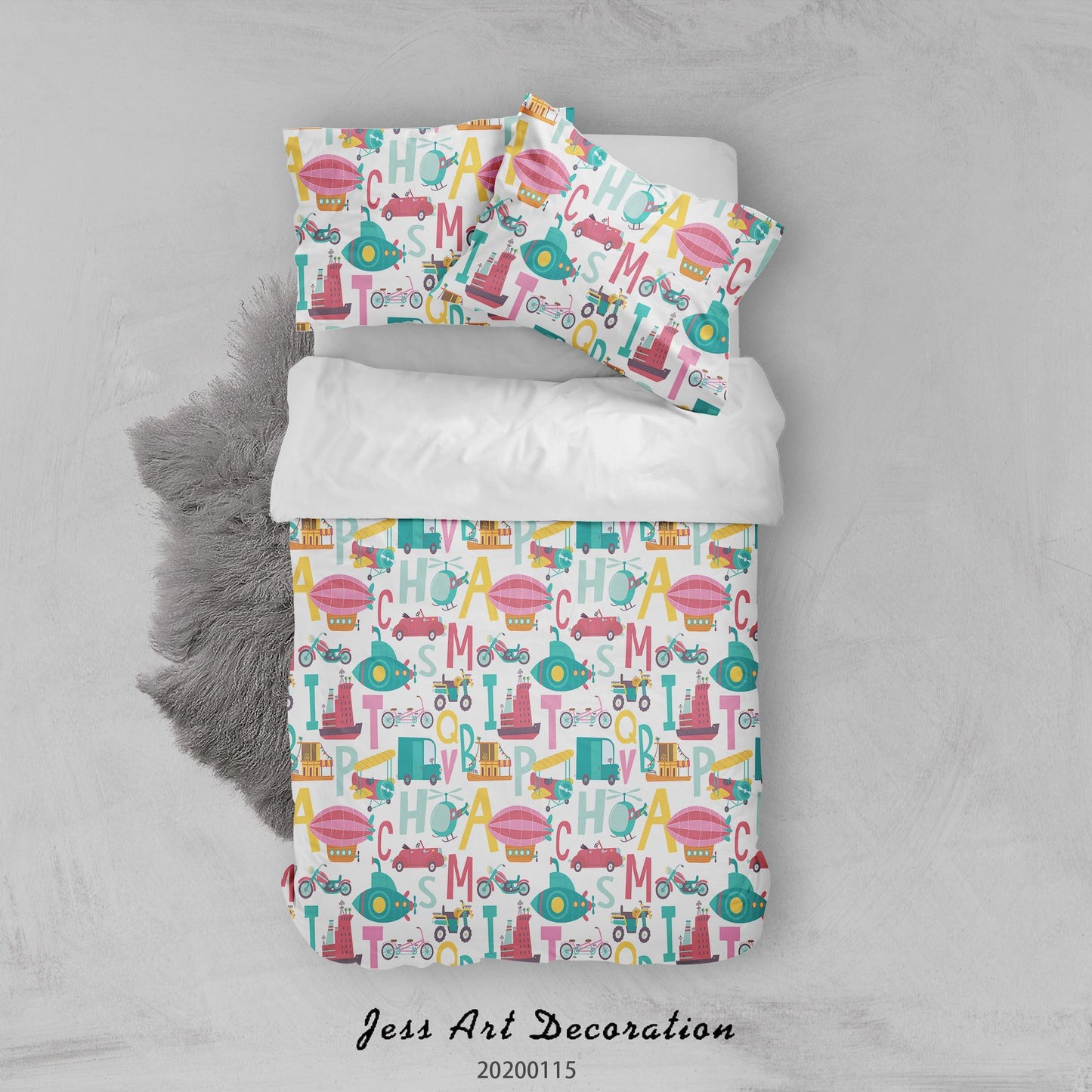 3D Cartoon Cars Ships Planes Pattern Quilt Cover Set Bedding Set Duvet Cover Pillowcases WJ 9667