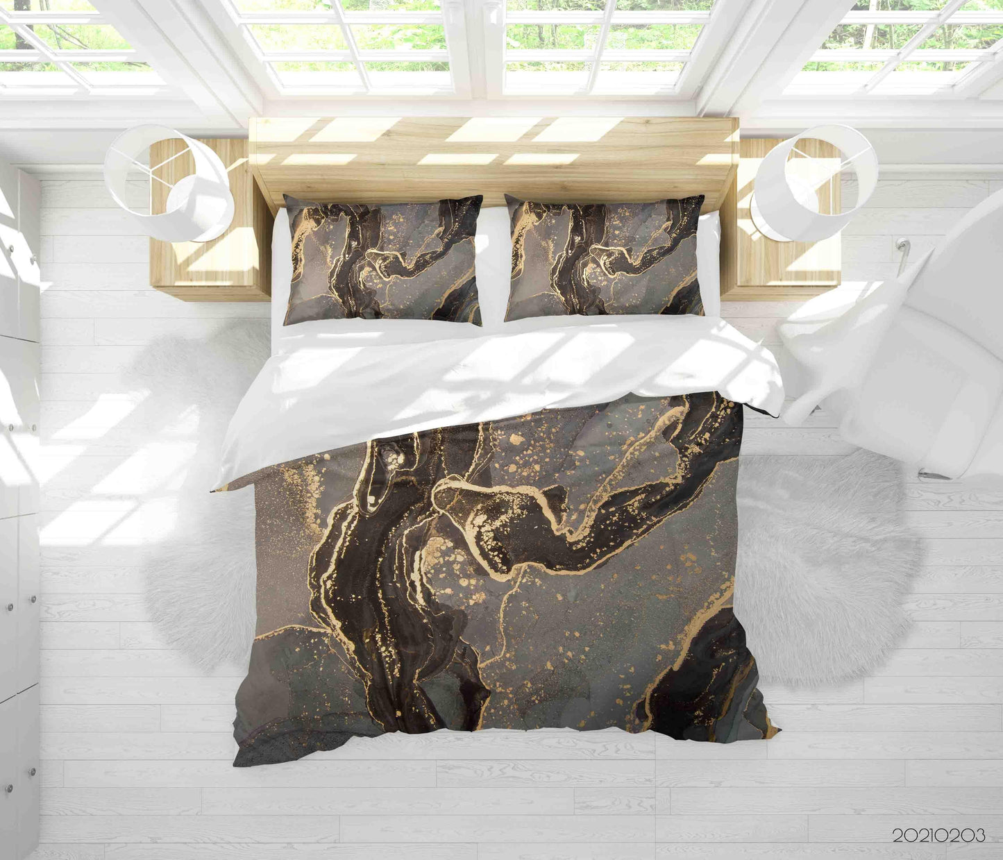 3D Abstract Golden Marble Texture Quilt Cover Set Bedding Set Duvet Cover Pillowcases 62