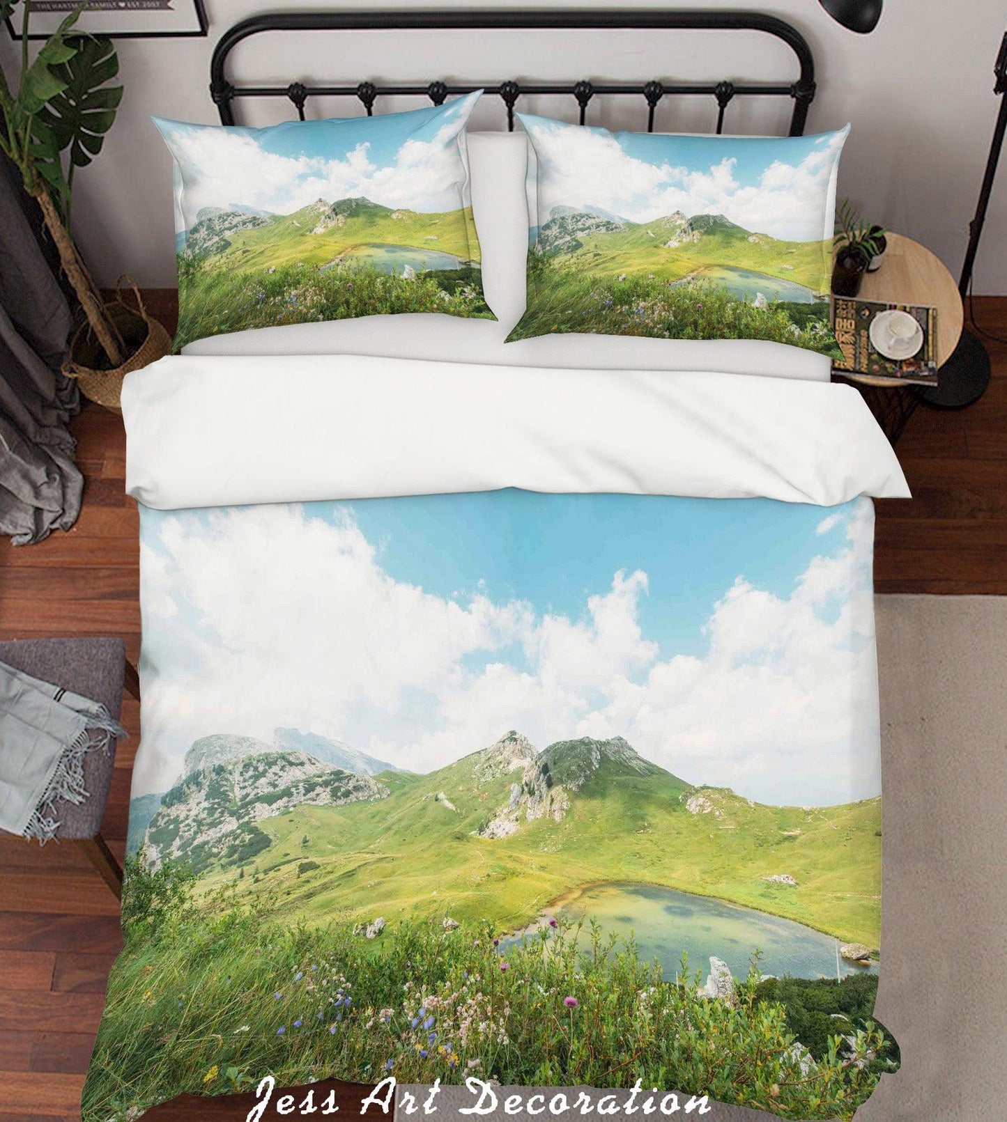 3D Blue Sky White Cloud Mountain Scenery Quilt Cover Set Bedding Set Duvet Cover Pillowcases A086 LQH
