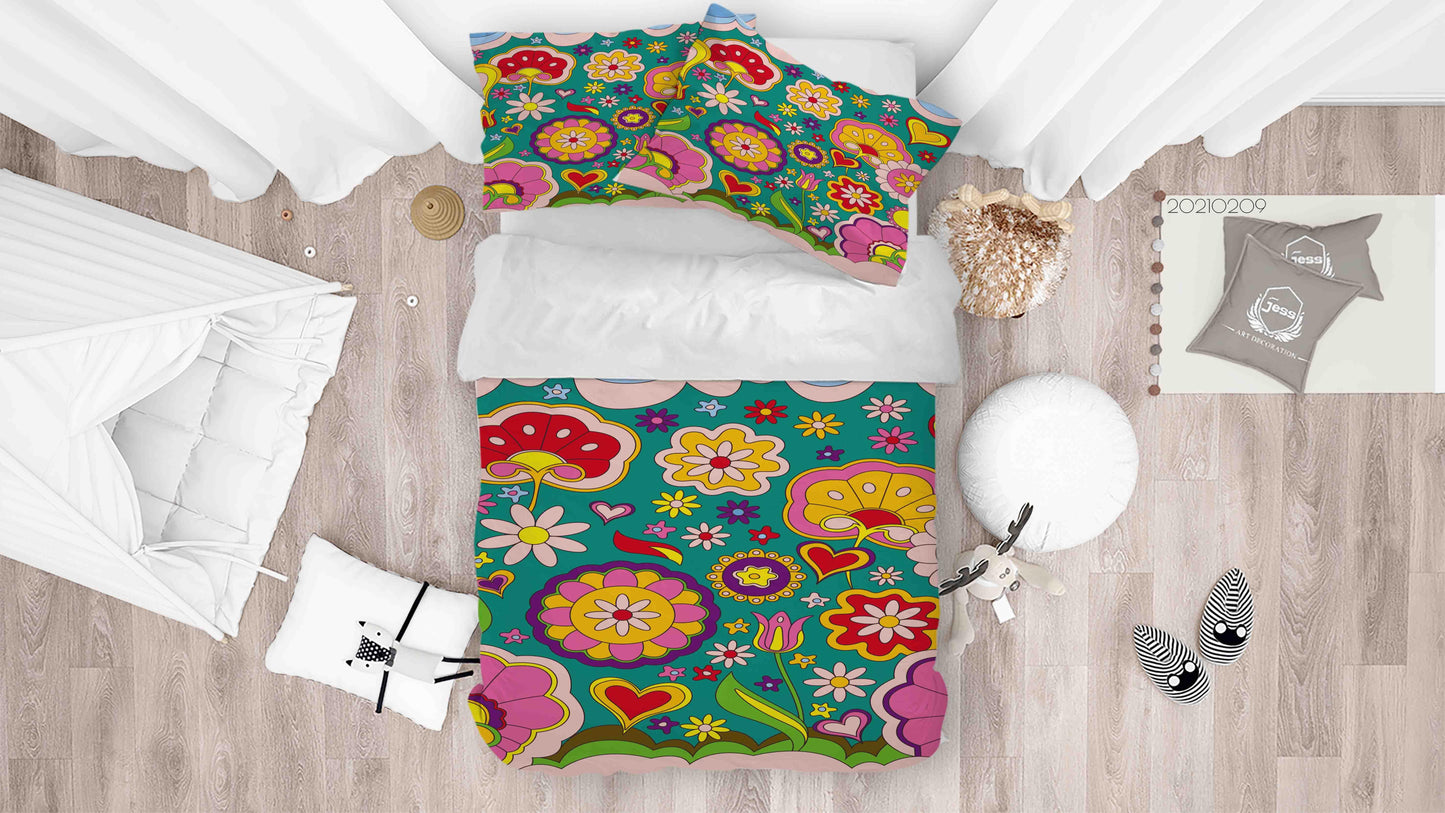 3D Cartoon Color Floral Quilt Cover Set Bedding Set Duvet Cover Pillowcases 34