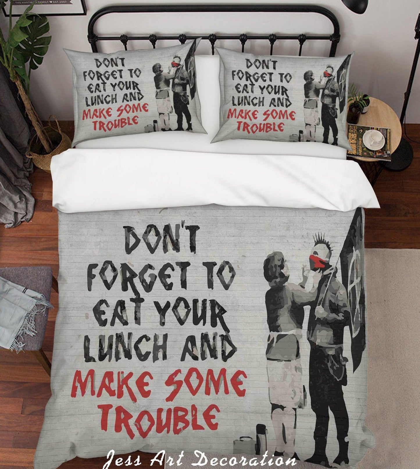 3D Banksy Mural Black Red Letter Figure Quilt Cover Set Bedding Set Duvet Cover Pillowcases  ZY D101