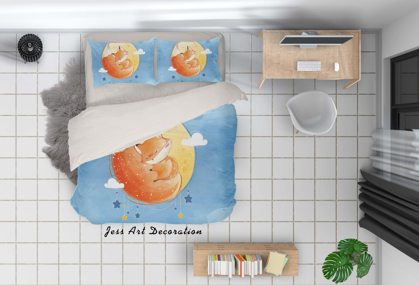 3D Blue Fox Quilt Cover Set Bedding Set Duvet Cover Pillowcases SF94