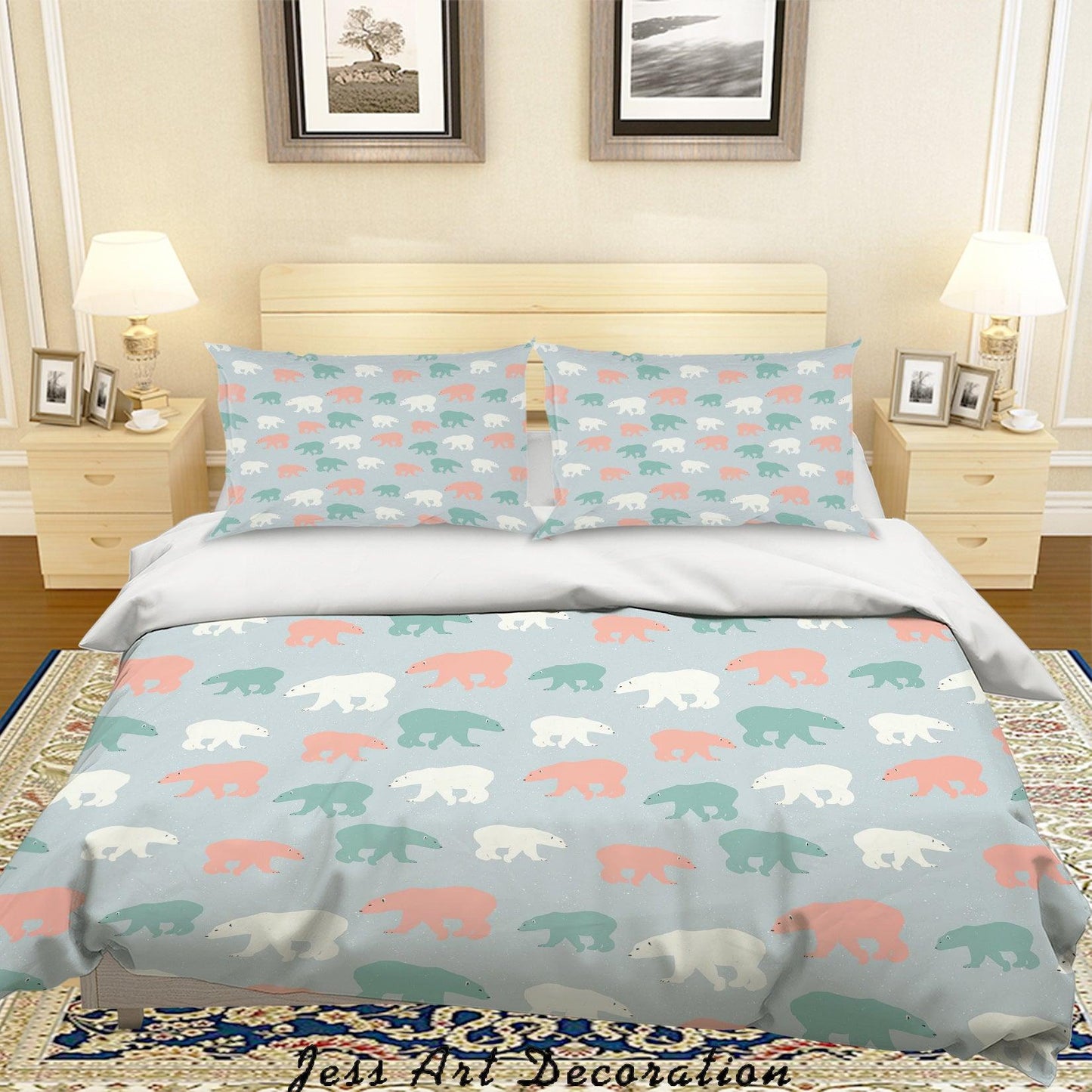 3D Cartoon Polar Bear Quilt Cover Set Bedding Set Duvet Cover Pillowcases SF06