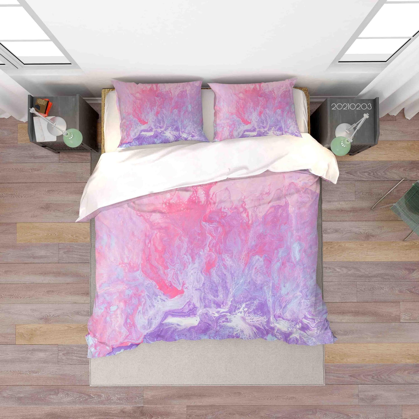 3D Abstract Pink Marble Quilt Cover Set Bedding Set Duvet Cover Pillowcases 95