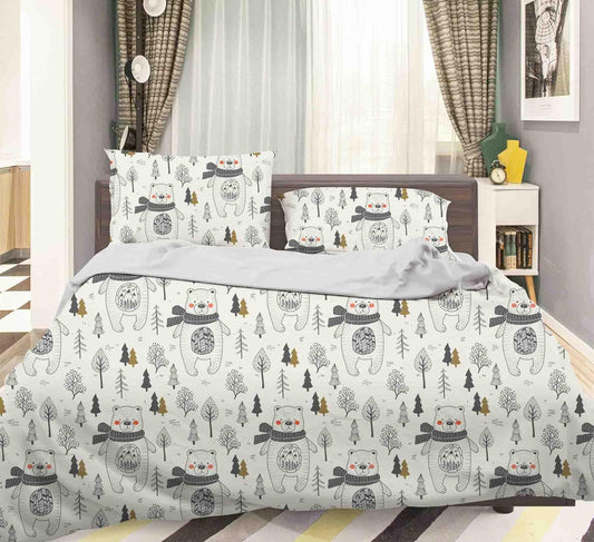 3D Cartoon Bear Pine Quilt Cover Set Bedding Set Pillowcases 110