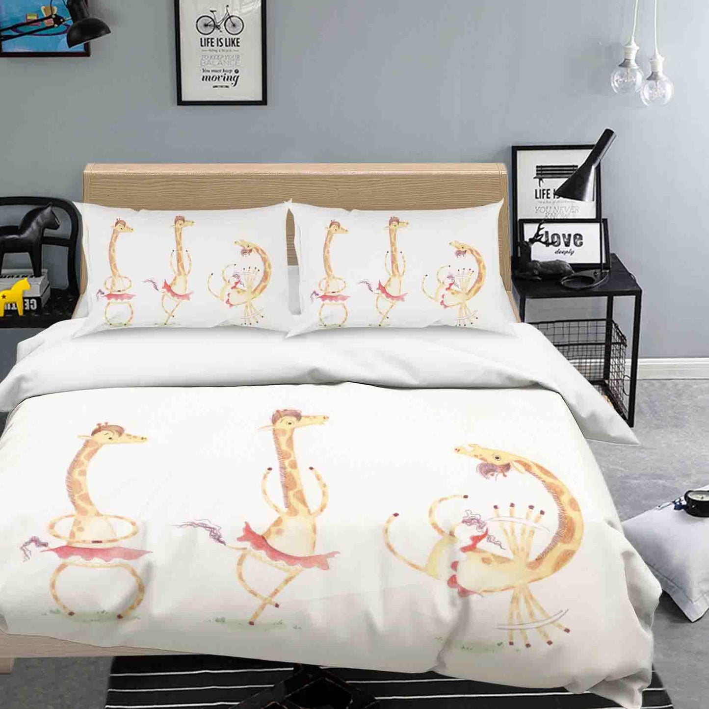 3D Cartoon Animal Giraffe Quilt Cover Set Bedding Set Duvet Cover Pillowcases SF067
