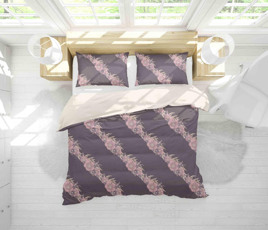 3D Black Pink Stripes Quilt Cover Set Bedding Set Pillowcases 42