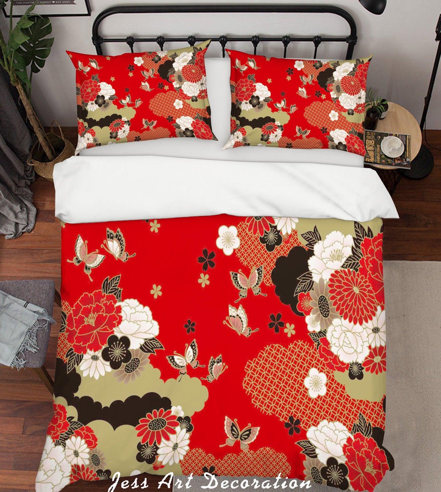 3D Abstract Red Floral Quilt Cover Set Bedding Set Pillowcases 55