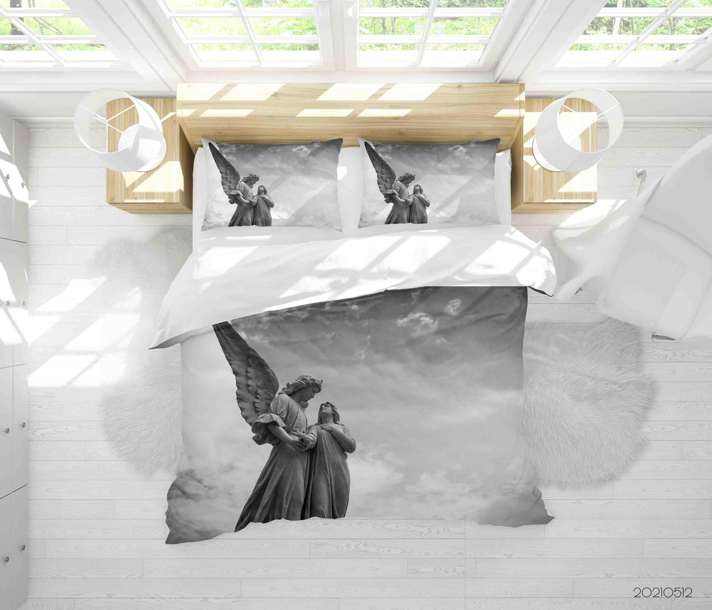 3D Art Angel Sculpture Quilt Cover Set Bedding Set Duvet Cover Pillowcases 195