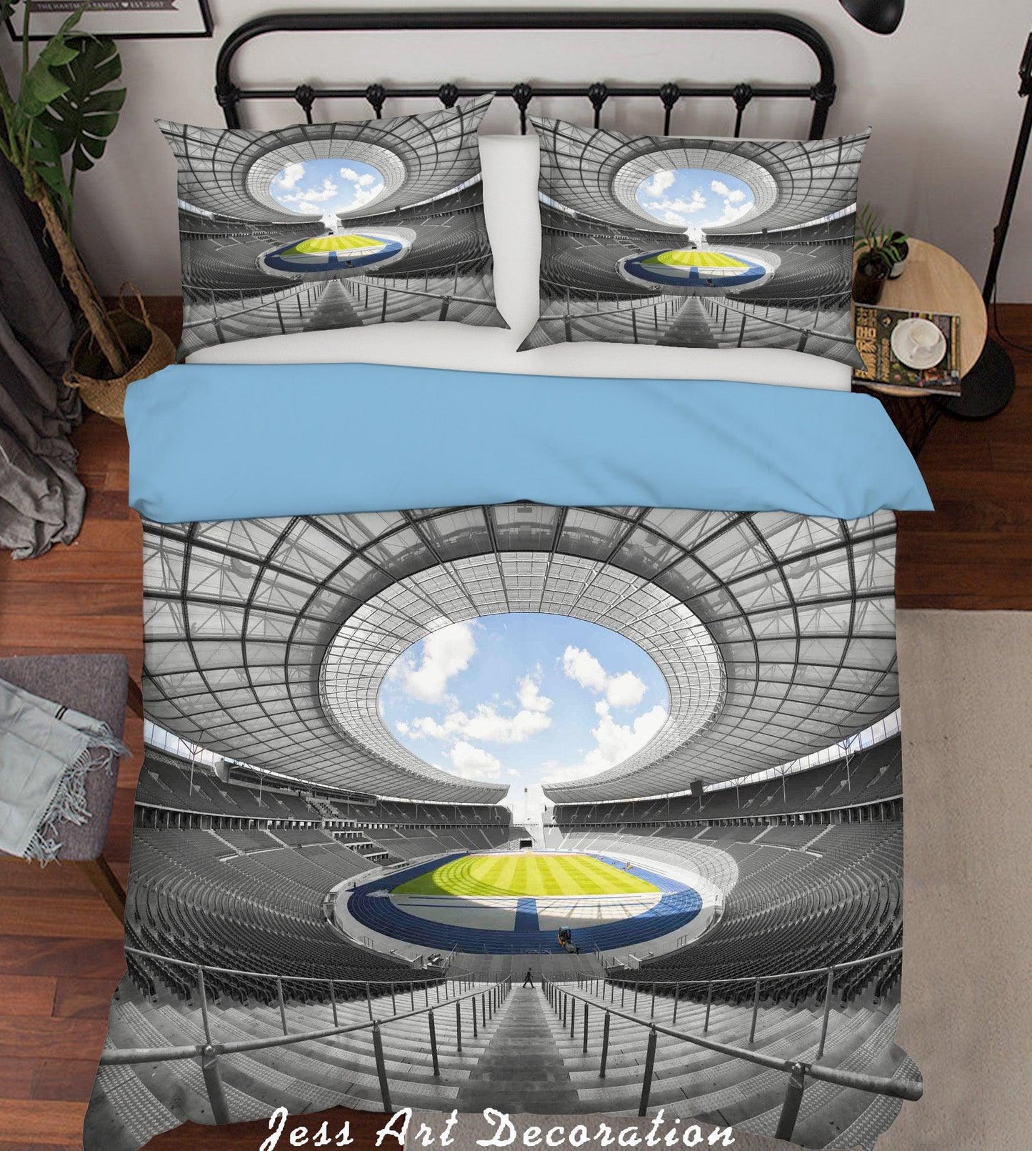 3D Blue Sky Football Field Quilt Cover Set Bedding Set Pillowcases  105