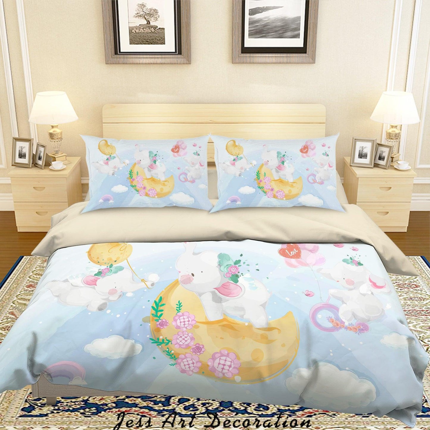 3D Cartoon Animal Sky Moon Quilt Cover Set Bedding Set Duvet Cover Pillowcases A354 LQH