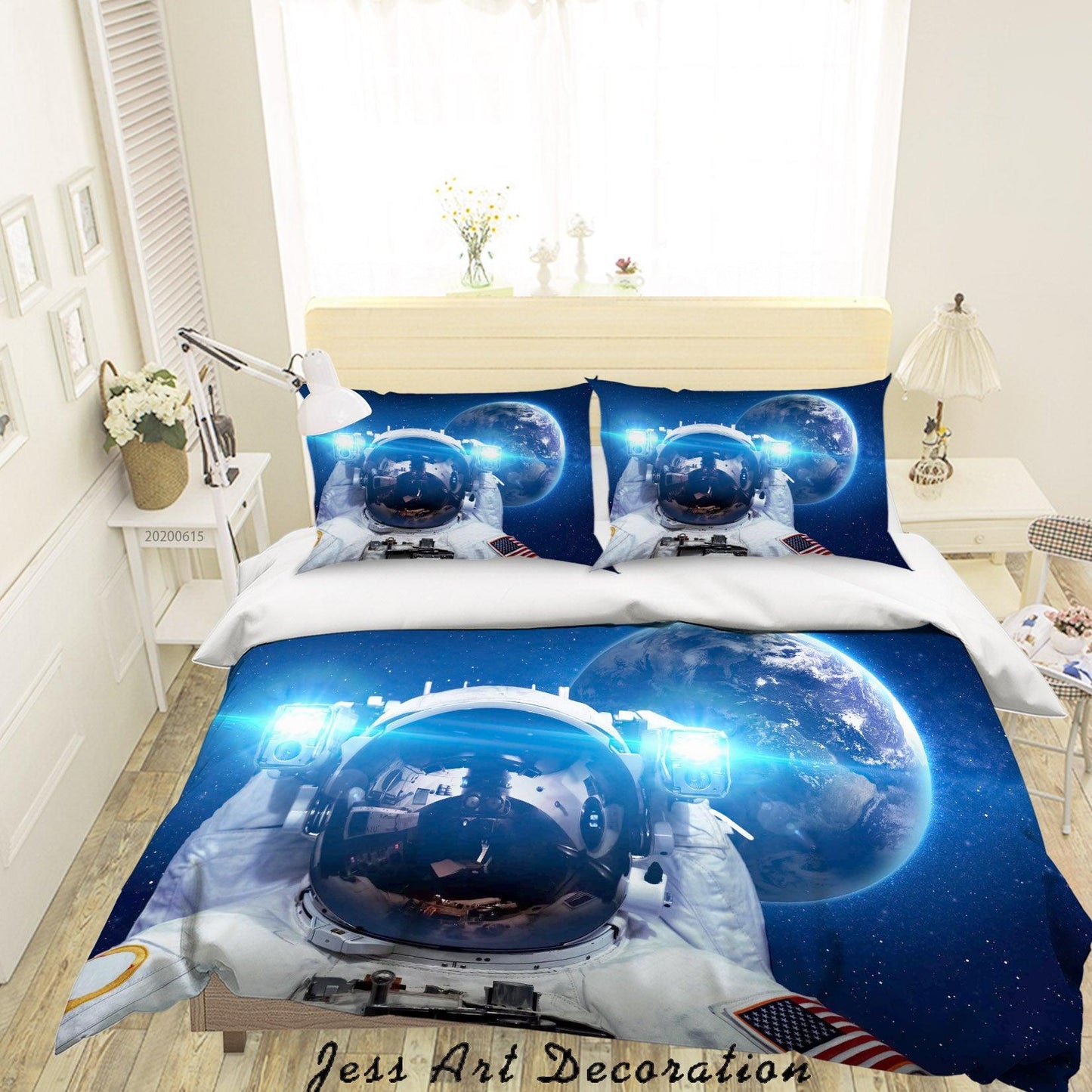 3D Blue Astronaut Planet Quilt Cover Set Bedding Set Duvet Cover Pillowcases SF75