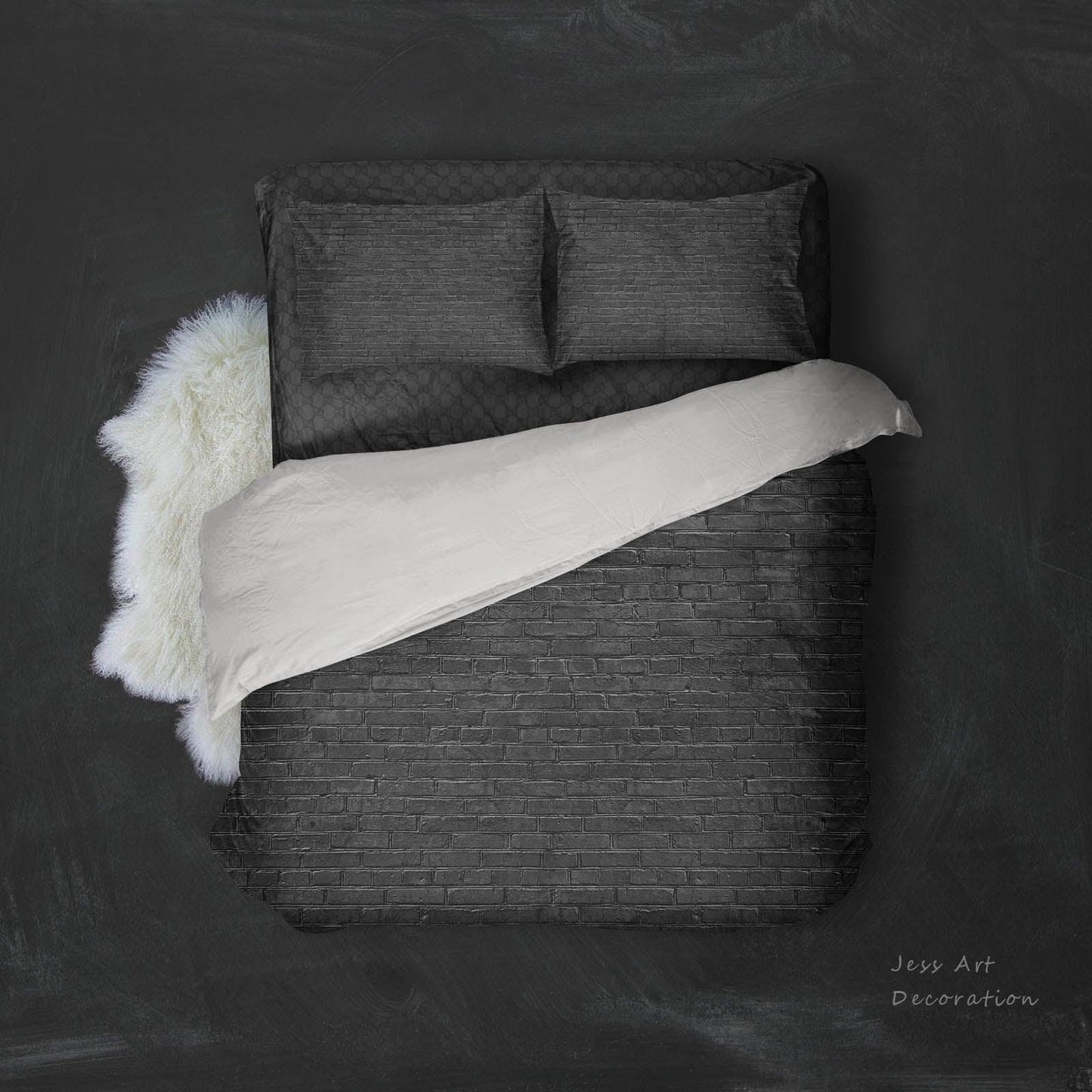 3D Black Brick Wall Quilt Cover Set Bedding Set Pillowcases 255