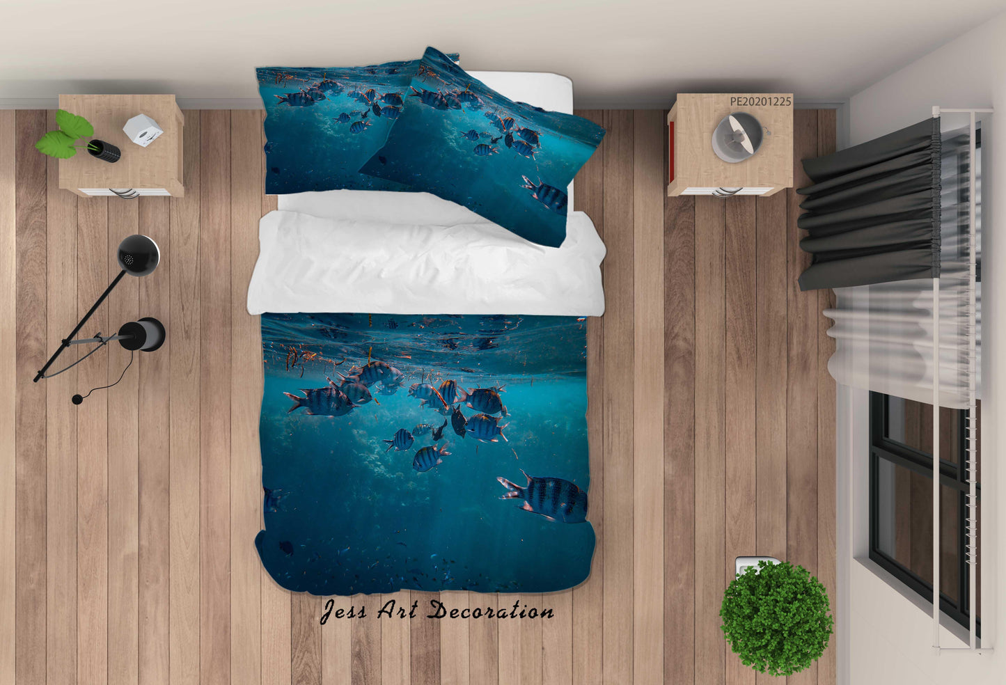 3D Blue Sea Fish Quilt Cover Set Bedding Set Duvet Cover Pillowcases 30