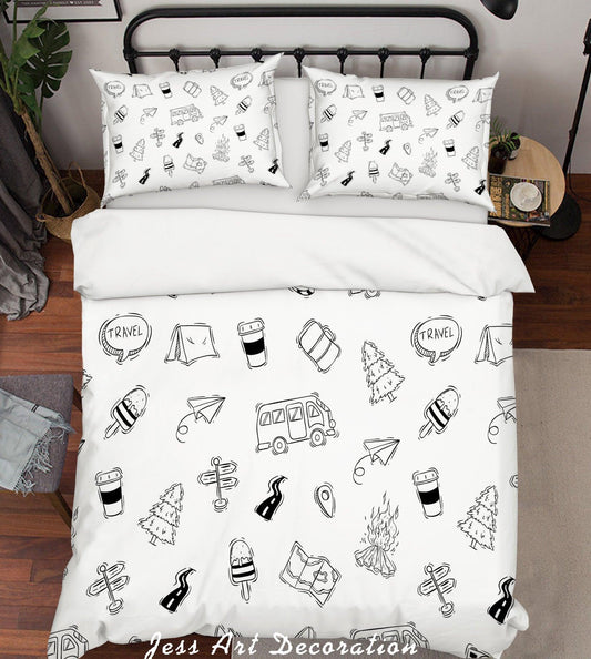 3D Cartoon Bus Pine Quilt Cover Set Bedding Set Pillowcases 2