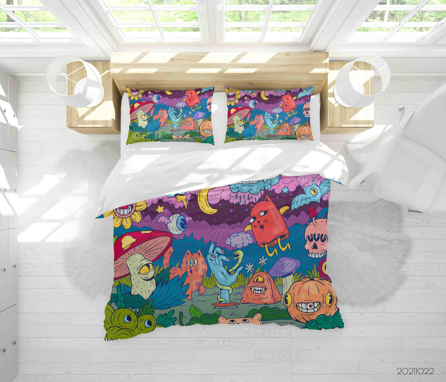 3D Abstract Color Monster Graffiti Quilt Cover Set Bedding Set Duvet Cover Pillowcases 17