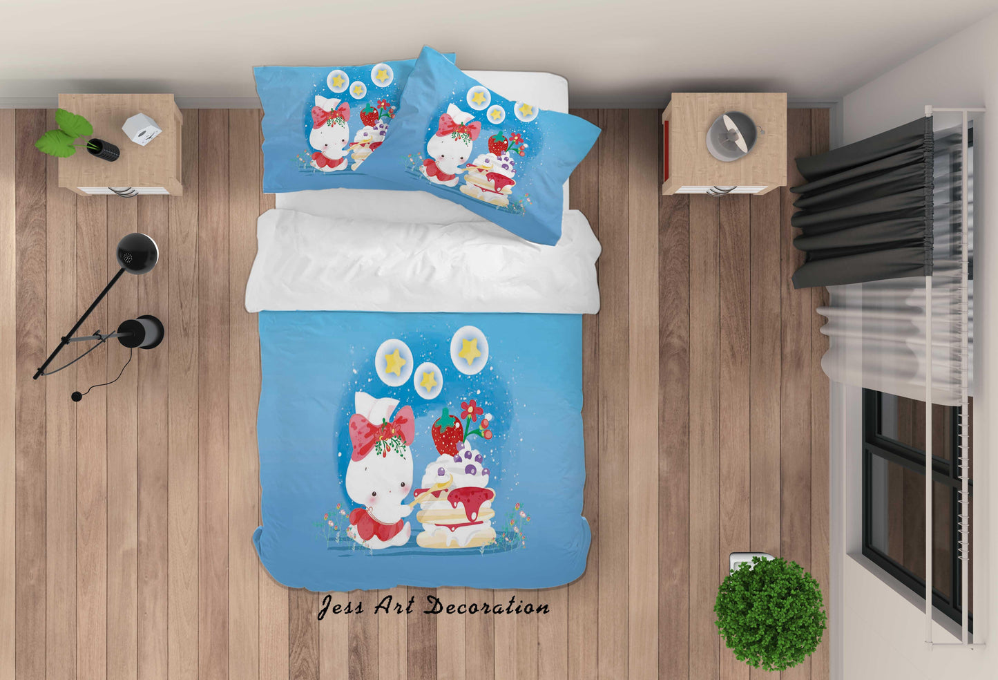 3D Blue Rabbit Cake Quilt Cover Set Bedding Set Duvet Cover Pillowcases SF9